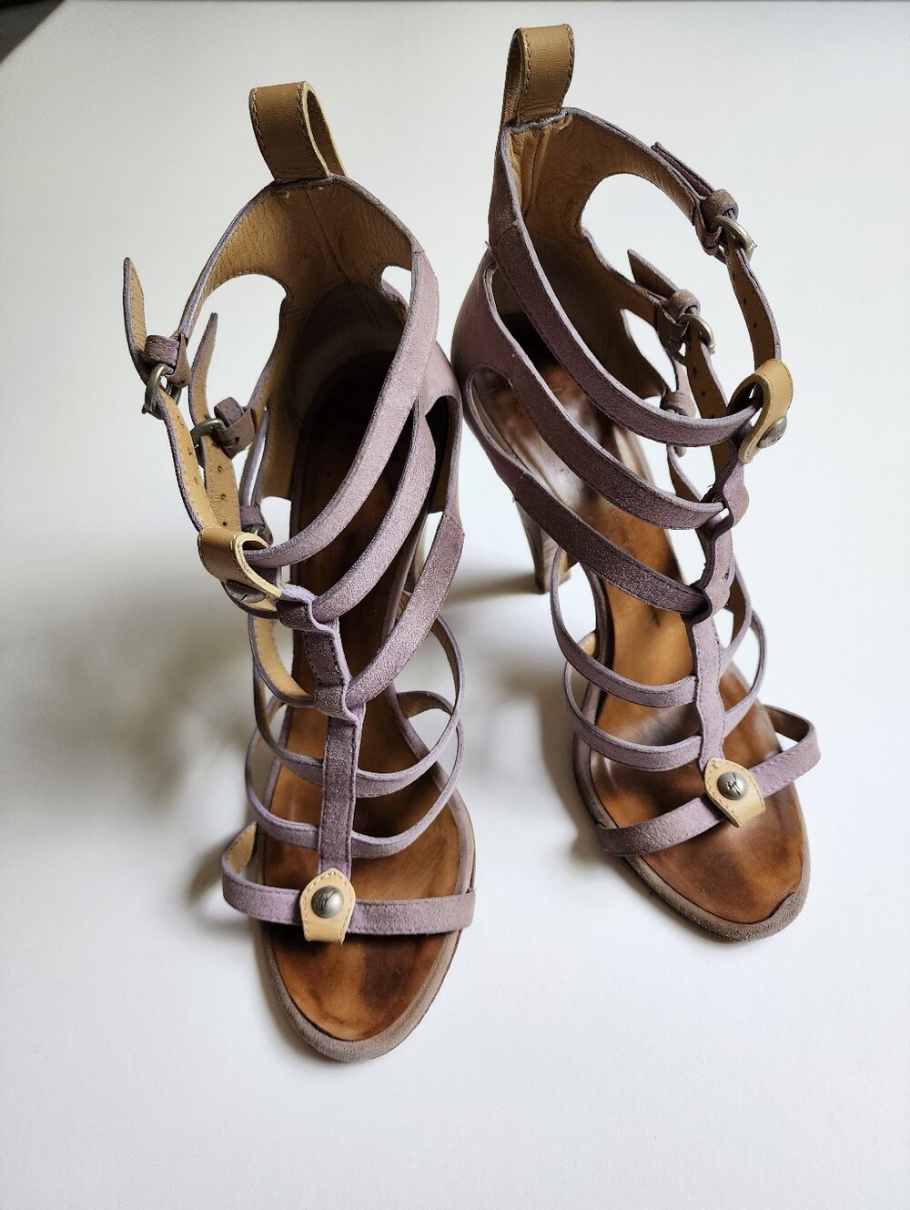 Giuseppe Zanotti Design Lavender Suede Gladiator Heeled Sandals Size 39